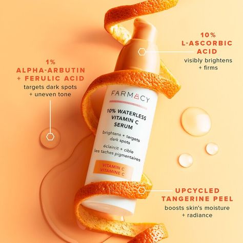 10% Waterless Vitamin C Serum - Farmacy | Sephora Spot Remover For Face, Dark Spot Remover For Face, Vitamin C Face Serum, Vitamin C Benefits, Serum For Face, Skin Care Benefits, Antioxidant Serum, Smooth Skin Texture, Skin Care Range