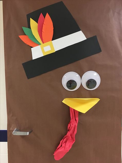 Classroom door thanksgiving turkey Thanks Giving Door Decor, Classroom Door Thanksgiving, Thanksgiving Doors For Preschool, Thanksgiving Door Classroom, Thanksgiving Class Door, Thanksgiving Decorations For School, Thanksgiving Classroom Door Decorations, Turkey Door Decorations, Thanksgiving Decorations For Classroom