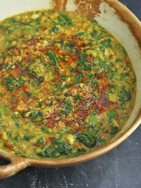 Spinach Dal Spinach Daal Recipe, Spinach Dahl, Spinach Recipes Indian, Spinach Dal Recipe, Lentil And Bacon Soup, Spinach Dal, Dahl Recipe, Malabar Spinach, Dhal Recipe