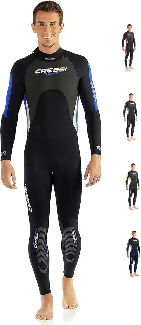 Cressi Men's Ultraspan Scuba Diving Wetsuit made in Premium Material - Morea designed in Italy: quality since 1946 Diving Wetsuits, Scuba Diving, Snorkeling, Black N Yellow, Blue And Silver, Black Blue, Diving, All In One, Blue Black