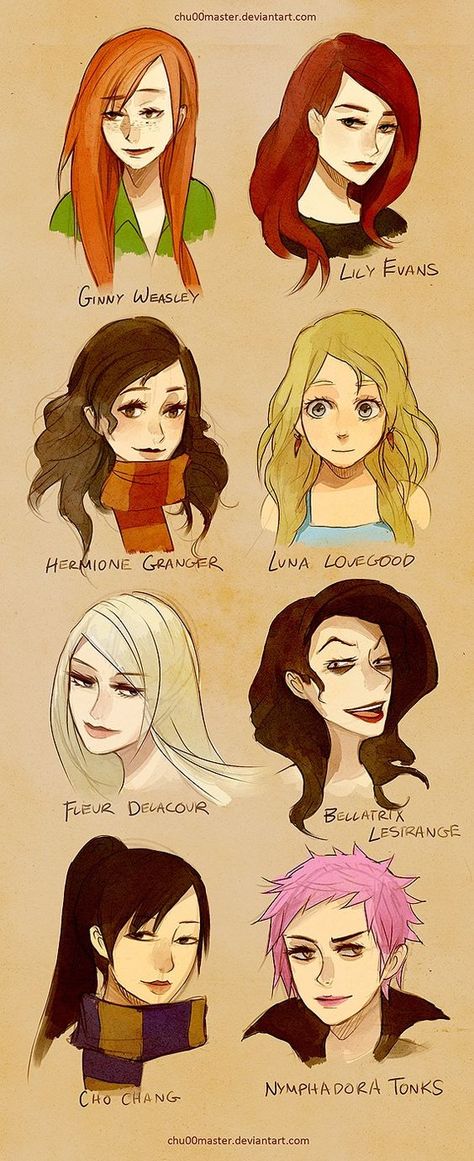 The Women of the Harry Potter book series - Ginny Weasley, Lily Evans, Hermione Granger, Luna Lovegood, Fleur Delacour, Bellatrix Lestrange, Cho Chang and Nymphadora Tonks. Marauders Slytherin, Hermione Draco, Scorpius And Rose, Slytherin Harry, Granger Hermione, Citate Harry Potter, Nymphadora Tonks, Glume Harry Potter, Art Harry Potter