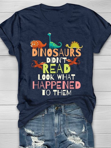 Reading Teacher, Teacher Tees, Teacher Outfits, Teacher Tshirts, School Shirts, Teacher Shirts, Dinosaurs, Printed Shorts, Fabric Care