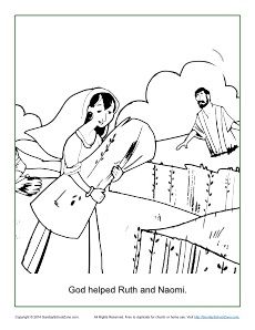 God Helped Ruth and Naomi Coloring Page Naomi Bible, Ruth Bible, The Story Of Ruth, Ruth And Naomi, Book Of Ruth, Jesus Coloring Pages, Cain And Abel, Surrogate Mother, Fish Coloring Page