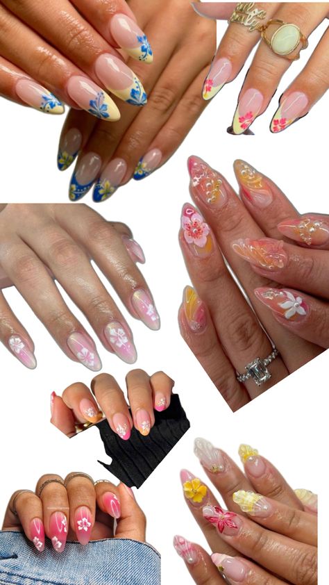 Floral nails xx Flower Pattern Nails, Frutiger Aero, Y2k Nails, 90s Floral, Nail Patterns, Floral Nails, 40th Birthday, Nail Inspo, Summer Nails