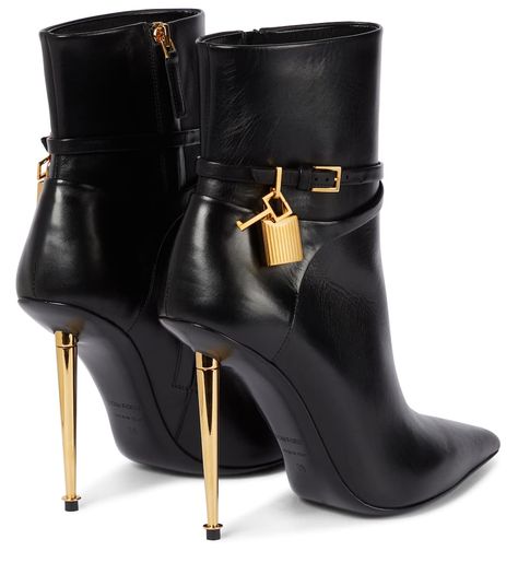 Tom Ford - Padlock leather ankle boots | Mytheresa Pointed Ankle Boots, Leather Ankle Boots, Tom Ford, High Heel, Ankle Boots, Ford, Boots, Leather, Black