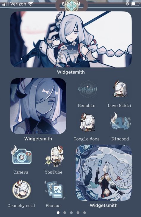 Shenhe Phone Theme, Dottore Themed Phone, Phone Themed Ideas, Genshin Impact Themed Phone, Ios Setup Ideas, Genshin Phone Layout, Thoma Icons Genshin, Genshin Themed Phone, Genshin Impact Homescreen