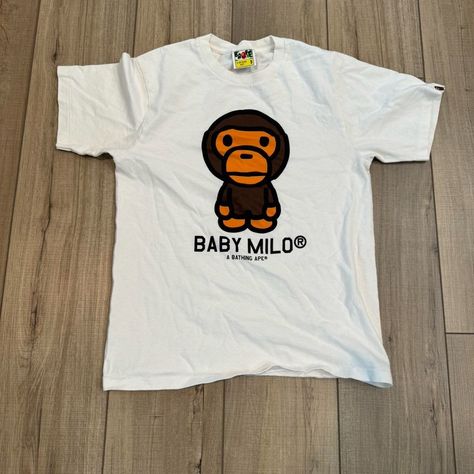 Milo Bape, Cutesy Outfit, Bape T Shirt, Bape Shirt, Baby Milo, Character Outfits, White Shop, Shirt Outfit, Aesthetic Clothes