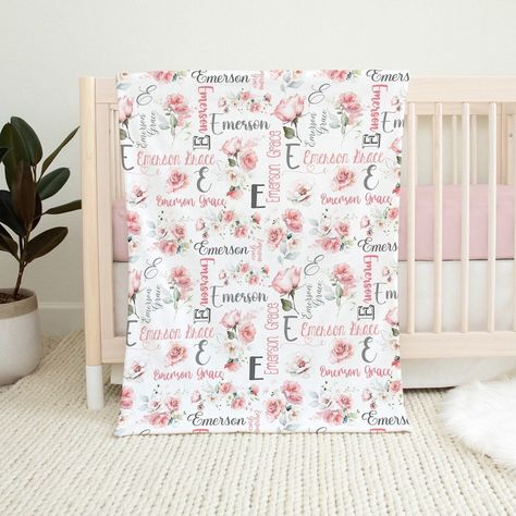 "Baby Girl Personalized Pink Floral Rose Blanket, Baby Girl Name Blanket, Custom Girl Blanket, Girl Baby Blanket with Roses, Newborn Girl Gift, Baby Shower Gift Pink Show off your newborn in style with their own personalized baby blanket. You will love using this blanket to cuddle your newborn, for tummy time, and to keep warm during the cold evenings. And since those bigger kids like to cuddle too, we offer bigger sizes! They also make the perfect baby shower gift for new moms! DETAILS ♥♥Most c Newborn Girl Gift, Rose Blanket, Baby Name Blanket, Flower Blanket, Girl Flower, Infant Girl, Name Blanket, Personalized Blanket, Blanket Baby