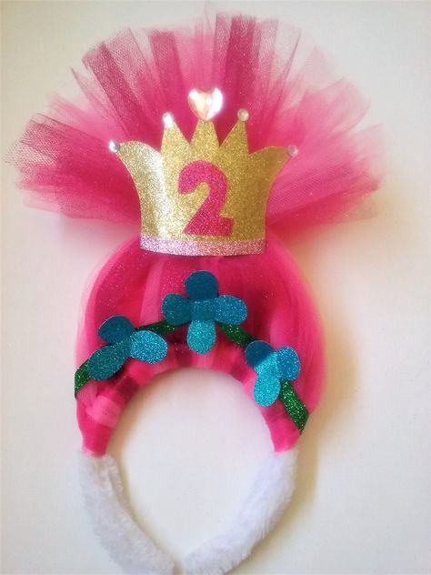 $ 10 Troll Party Hair headband Poppy Second birthday pink sparkly birthday crown Trolls Two Year Old Party, Trolls Third Birthday Party, Trolls 3 Birthday Party Ideas, Trolls Second Birthday Party, Trolls 2nd Birthday Party For Girl, Trolls 4th Birthday Party Ideas, Trolls Bday Party Ideas, Trolls World Tour Birthday Party Ideas, Trolls 3rd Birthday Party Ideas