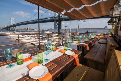 Top Spots for Dining with a View in Philadelphia: http://www.thetowndish.com/2016/04/18/top-spots-dining-view-philadelphia/ #dinner #dining #outdoor #philly Backyard Beer Garden, Dinner With A View, Ben Franklin, Brotherly Love, Beer Garden, Philadelphia Pa, Philadelphia, Bridge, Beer