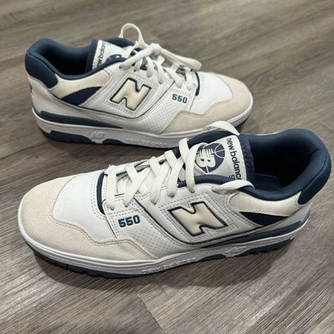 New Balance 550 Blue White Leather Sneakers Nwt Msrp $150 Women’s Size: 10, Mens Size: 8.5 Brand New Never Worn With Out Shoe Box Accepting Offers New Balance 440 Outfit, New Balance 550 Blue, Accessory Inspo, Balance 550, New Balance Blue, Shoes New Balance, White Leather Sneakers, Shoe Inspo, Mens Style