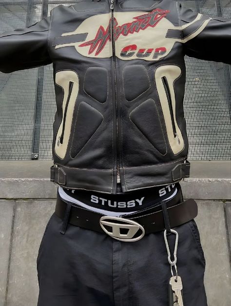 Racing Jacket Outfit, Moto Jacket Outfit, Black Men Fashion Urban, Casual Leather Jacket, Racer Jacket, Concept Clothing, Streetwear Aesthetic, Racing Jacket, Jacket Fashion