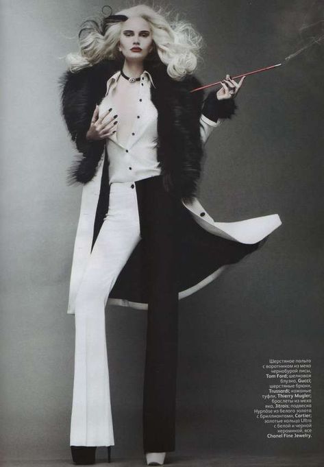 Haute Couture Hair, White Editorial, Cruella Deville, Mario Sorrenti, Paolo Roversi, Patrick Demarchelier, Ellen Von Unwerth, Tim Walker, Steven Meisel