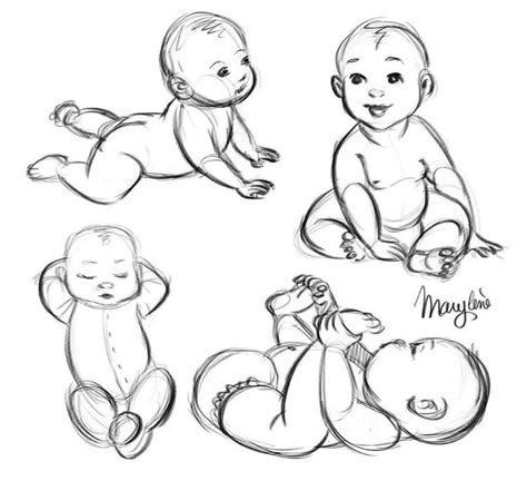 Baby Drawing, Art Tools Drawing, Baby Art, Book Art Drawings, Art Tutorials Drawing, Art Poses, Illustration Character Design, Sketchbook Art Inspiration, Drawing Reference Poses