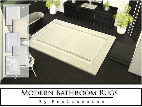 The Sims Resource: Modern Bathroom Rugs by Pralinesims • Sims 4 Downloads Sims 4 Cc Furniture Modern, Modern Bathroom Rugs, Modern Bathroom Rug, Black Bathroom Hardware, Summer Living Room, Sims 4 Cc Kids Clothing, Modern Bathroom Accessories, Black Bathroom Accessories, Sims 4 Downloads