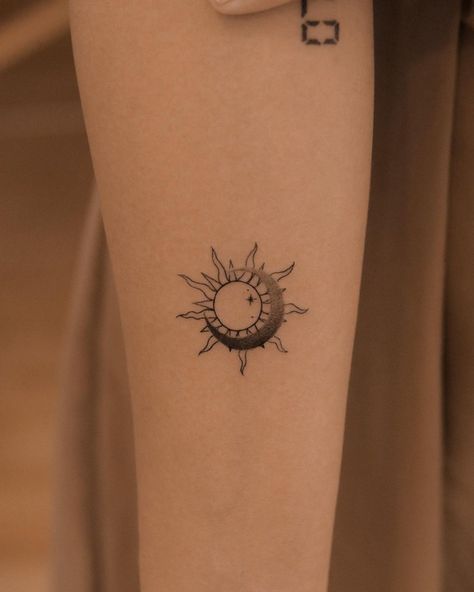 Apollo Tattoo, Eclipse Tattoo, Luna Tattoo, Moon Sun Tattoo, Sun And Moon Tattoo, Inner Forearm Tattoo, Horoscope Tattoos, 13 Tattoos, Inner Forearm