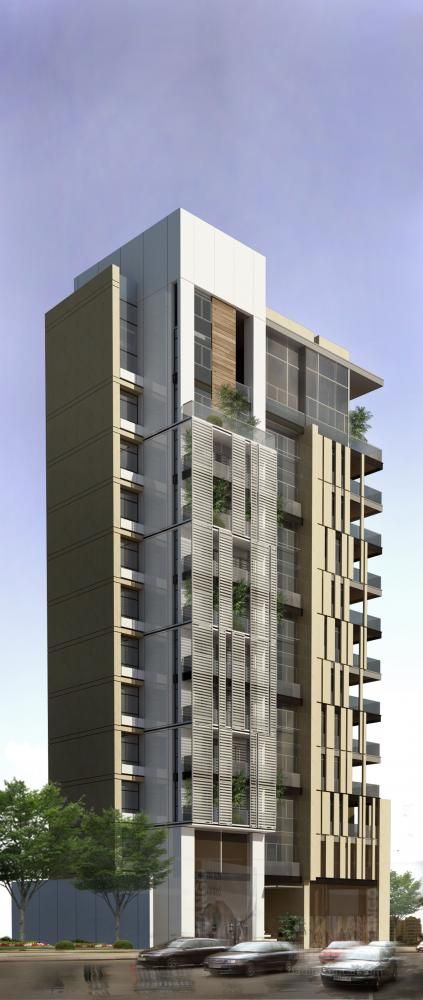 Perla | Badih And Kantar, Architecture And Interior Design Studio Mixed Use Building Facade, Condominium Facade, Lebanon Architecture, Apartment Facade, Condominium Architecture, Social Housing Architecture, Apartments Exterior, Residential Building Design, Landscape Structure