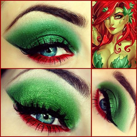 Poison Ivy eyeshadowing. I don't think my eyes are light enough for that, but it's still really pretty. Poison Ivy Kostüm, Superhero Makeup, Batman Makeup, Poison Ivy Makeup, Poison Ivy Halloween Costume, Fantasy Make-up, Ivy Costume, Poison Ivy Cosplay, Poison Ivy Costumes