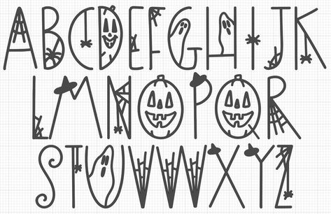 Spooky Writing Font, Halloween Font Alphabet, Easy Fonts Alphabet, Halloween Letters Alphabet, Spooky Fonts Alphabet, Halloween Hand Lettering, Alphabets Calligraphy, Spooky Fonts Alphabet Halloween, Spooky Alphabet