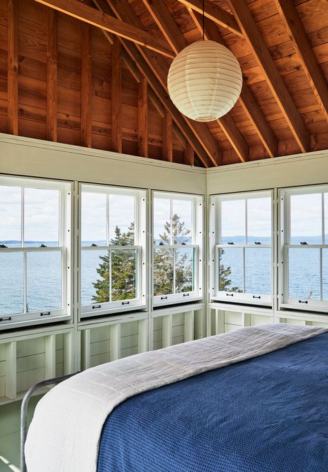 Three Cabins — McBride Architects Maine Cottage Interiors Decorating Ideas, North Haven Maine, Tropical Cottage, Painted Plywood Floors, Hygge Vibes, Cedar Shingle Siding, Boat House Interior, Cabin Chic, Cottage Inspiration