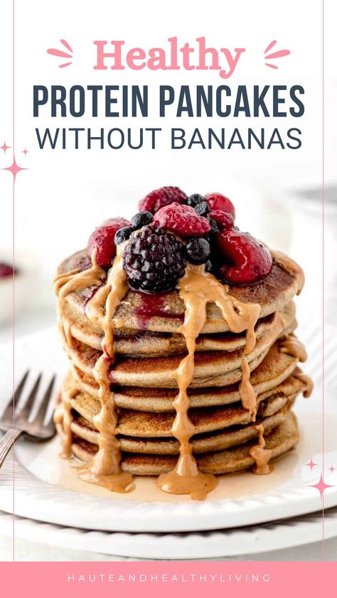 Enjoy fluffy, high-protein pancakes without bananas. These healthy, satisfying pancakes are perfect for a nutritious breakfast. Protein Pancakes Without Banana, Fluffy Protein Pancakes, Healthy Protein Pancakes, Low Carb Quiche, Banana Protein Pancakes, High Protein Pancakes, Cinnamon Pancakes, Healthy Bars, Sweet Potato Hash