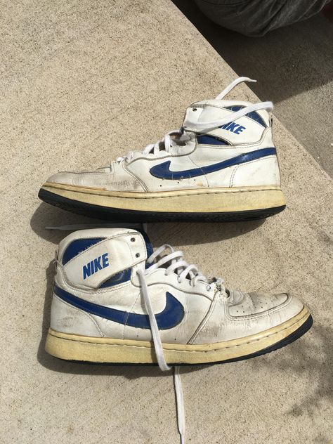 [ID] 80s Nike High Tops Nike High Tops Aesthetic, Nikes High Top, Vintage High Top Sneakers, Nike 80s Shoes, 80s Nike Shoes, Vintage Sneakers Aesthetic, Old Nike Shoes, Shoes From The 80s, Vintage Nike Sneakers