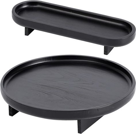 Amazon.com: FERAHI Black Decorative Trays, 2 Pcs Black Trays for Coffee Table, Round Wood Serving Tray, Black Vanity Tray for Bathroom, Wood Riser for Kitchen, Black Tray Decor, Modern Farmhouse Decor : Home & Kitchen Black Tray Decor, Trays For Coffee Table, Tray For Bathroom, Coffee Table Decor Tray, Round Wood Tray, Wood Serving Platter, Tray For Coffee Table, Bathroom Vanity Tray, Wood Riser