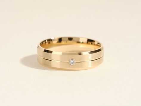 6mm Yellow Gold Diamond Wedding Band *BEVELED* GROOVED* 10k, 14k, 18k Solid Yellow Gold Wedding Band for Men* Flush Set Diamond Wedding Band This 6mm yellow gold men's ring is designed with flush set diamond detail, beveled edge details and a grooved design. Thick rings are elegant, while this one make you look even more by the presence of diamonds and beveled edges on the sides of the ring. FEATURES: Style: Flat Finish: Matte Available Materials: 10k, 14k, 18k Gold Available Colors: Yellow, Whi Men’s Gold Band With Diamond, Mens Gold Ring With Diamond, Men’s Wedding Rings With Diamond, Wedding Band For Men Diamond, Diamond Band For Men, Men’s Wedding Band With Small Diamonds, Gold Male Wedding Bands, Male Engagement Ring Men Gold, Men’s Wedding Rings Diamonds