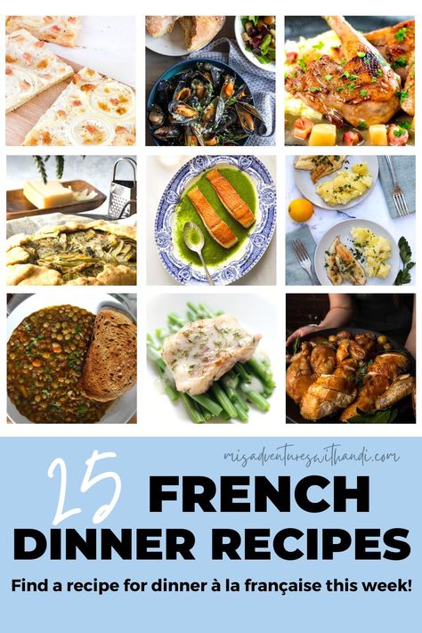 From chicken recipes to seafood recipes and vegetarian recipes, we've got you covered with the best French dinner recipes. Whether you're looking for a classic dish or something new and exciting, these recipes are sure to please! French Entrees, French Dinner Recipes, French Chicken Recipes, French Dinner Parties, Family Meal Prep, French Dinner, Chicken Fricassee, 3 Course Meals, Main Course Dishes