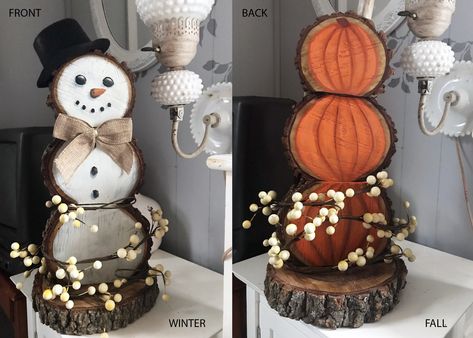 Snowman Pumpkin Reversible Wood, Snowman Pumpkin Reversible, Snowman Pumpkin, Sisters Crafts, Wood Decor Diy, Christmas Porches, Pumpkin Snowmen, Snowman Crafts Diy, Ladies Group