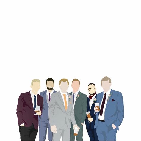 The groom and his men! Wedding portraits make great thank you gifts to your bridal party Indian Groom Illustration, Christian Bride And Groom Cartoon, Bride Groom Caricature, Groom Animated Image, Bride And Groom Simple Illustration, Team Groom, Man Vector, Cocktail Illustration, Mehndi Designs Front Hand