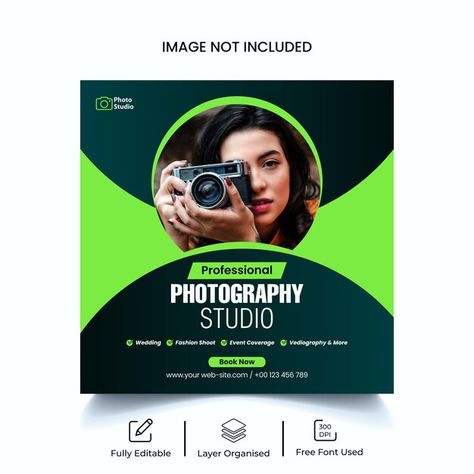 Photography social media post or instagr... | Premium Vector #Freepik #vector #wedding Photography Social Media Post, Photography Social Media, Professional Photography Studio, Camera Logo, Social Media Photography, Pastel Sky, Decorative Lights, Social Media Design Inspiration, Light Camera