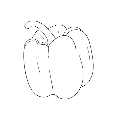 Red Outline Drawing, Bell Pepper Tattoo, Bell Pepper Illustration, Bell Pepper Painting, Bell Pepper Drawing, Pepper Drawing, Kindergarten Math Worksheets Addition, Outline Pictures, Bell Pictures