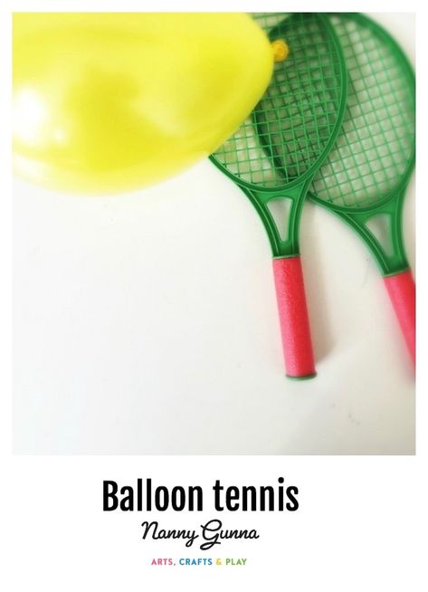 Ballon tennis #nannygunna #grossmotoractivities #grossmotorskills #rainydayactivities Ballon Tennis, Balloon Tennis, Summer Time Activities, Rainy Day Games, Bible Object Lessons, Tennis Art, Sensory Bags, Rainbow Rice, Foam Letters