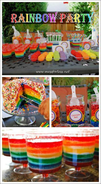 Rainbow Party Ideas, Rainbow Birthday Party Decorations, Rainbow Jello, Rainbow Themed Birthday Party, Rainbow Theme Party, Rainbow Parties, Diy Rainbow, Rainbow Food, Rainbow Birthday Party