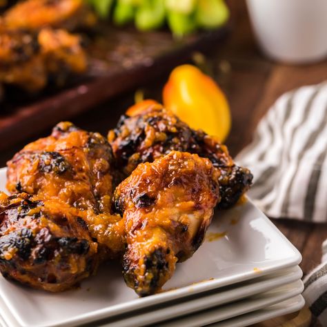 Spicy Wings Air Fryer, Apricot Fresno Glazed Chicken, Sweet Thai Chili Chicken Wings Air Fryer, Spicy Apricot Glazed Wings, Glazed Wings, Apricot Glazed Chicken, Air Fryer Wings, Glazed Chicken Wings, Cooking Chicken Wings