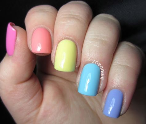 Pastel Rainbow Nails Kid Rainbow Nails, Different Color Nails, Sns Nails Colors, Rainbow Nail Art, Instagram Posting, Cute Nail Polish, Pastel Nails Designs, Diy Acrylic Nails, Nail Polish Art