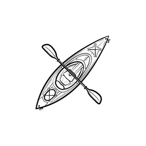 Vector kayak with paddle hand drawn outl... | Premium Vector #Freepik #vector #rafting #kayak #canoe #river-rafting Kayak Paddle, Doodle Icon, Vector Sketch, Sketch Illustration, Leg Tattoos, Illustration Print, Premium Vector, Kayaking, Graphic Resources