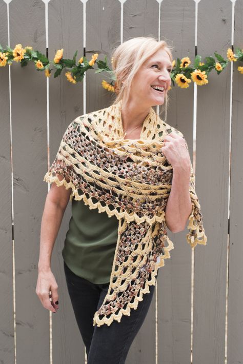 Harvest Shawl - I Like Crochet Sunflower Crochet Shawl, Fall Beach Crochet Shawl, Spring Bohemian Crochet Shawl, Crochet Shawl Pineapple, Brown Crochet Bohemian Shawl, Lacy Scarf, Poncho Shawl, Crochet Bolero, Crochet Shawl Pattern Free