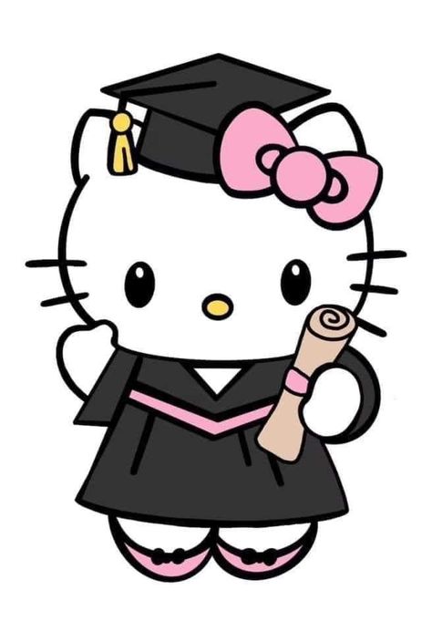 Graduation Cap Drawing, Hello Kitty School, Senior Year Fun, Graduation Cap Decoration Diy, Hello Kitty Wallpaper Hd, Hello Kitty Printables, Bloxburg Decals Codes Wallpaper, Hello Kitty House, Graduation Stickers