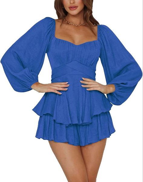 Long sleeve flowy dress with shorts (romper) comes in many different colours on Amazon. Dress up or dress down Ruffle Jumpsuit, Casual Chique, Urban Fashion Women, Rock Outfit, Jumpsuit Chic, Western Outfits Women, Jumpsuit Pattern, Ruffle Romper, Cute Rompers