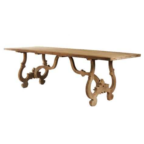 Warm, natural wood finish  Carved French Country Dining Table French Dining Room, French Country Dining Table, Natural Wood Dining Table, Country Dining Tables, Traditional Dining Tables, French Country Dining, Tuscan Design, Folding Dining Table, Trestle Dining Tables