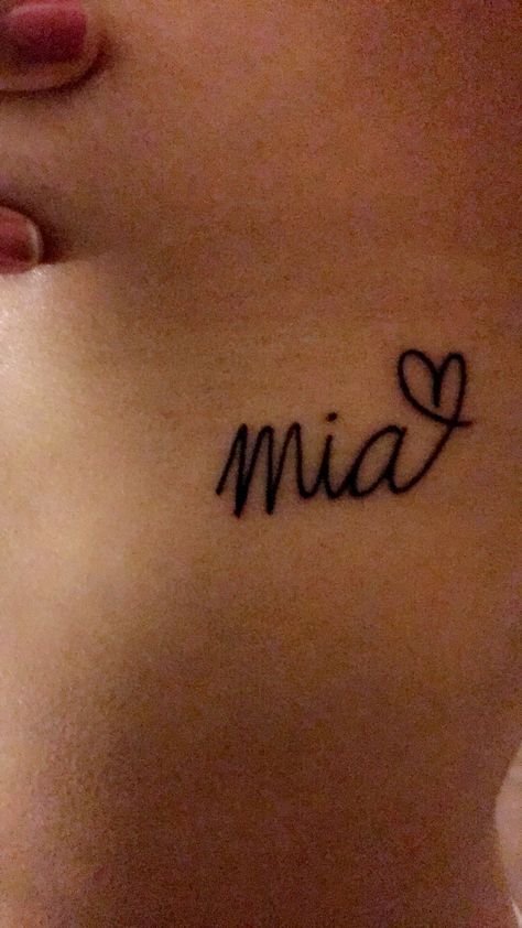 Mya Name Tattoo, Mia Name Tattoo, Mia Tattoo Name, Discreet Tattoo Placement, Small Name Tattoos For Women, Tattoo Placement Women, Mia Tattoo, Small Name Tattoo, Tattoo Placement Ideas