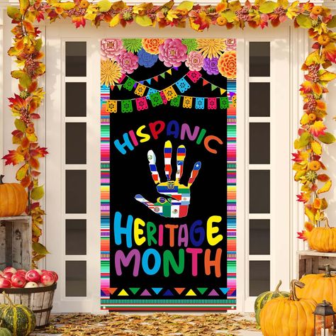 PRICES MAY VARY. Title: Hispanic Heritage Month Decorations Door Cover World Flag Banner National Hispanic Banner Latino Heritage Month Decorations Yard Garage Wall Hanging Yard Lawn Outdoor Sign Backdrop. Product Type: Categories > Outdoor Décor > Flags Hispanic Heritage Month Library Display, Hispanic Heritage Month Decorations, Hispanic Heritage Month Bulletin Board, Month Decorations, Latino Heritage Month, Multicultural Classroom, Fall Board, School Door Decorations, Library Display