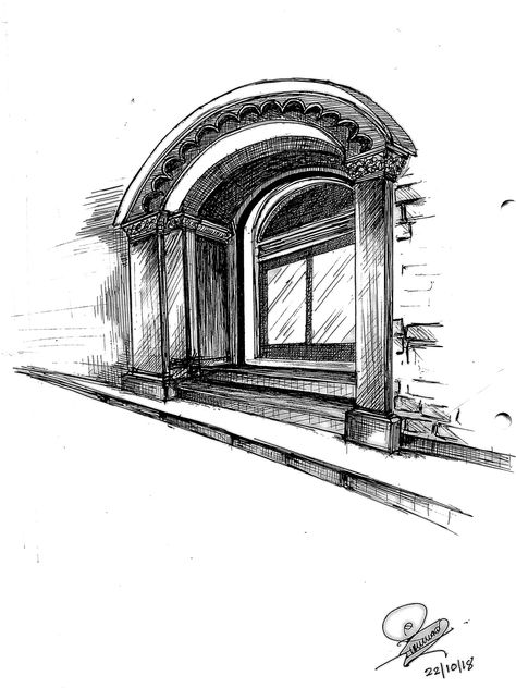 Micron Rendering, Pen Rendering Sketches, Pen Rendering, Pencil Shading Techniques, Arched Doorway, Shading Techniques, Pencil Shading, Fineliner Pens, Art Pen