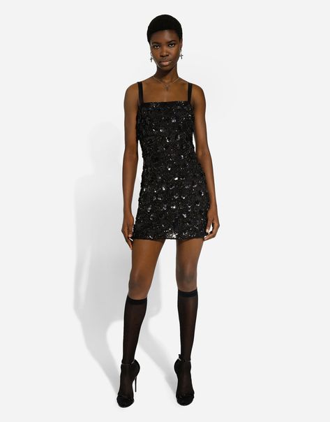 Dolce & Gabbana Short dress with sequin embellishment Dolce And Gabbana Dress, Halterneck Mini Dress, Gabbana Dress, Embellished Midi Dress, Sequin Embellishment, Dolce Gabbana Dress, Woman Dresses, Strappy Dresses, Straight Neckline