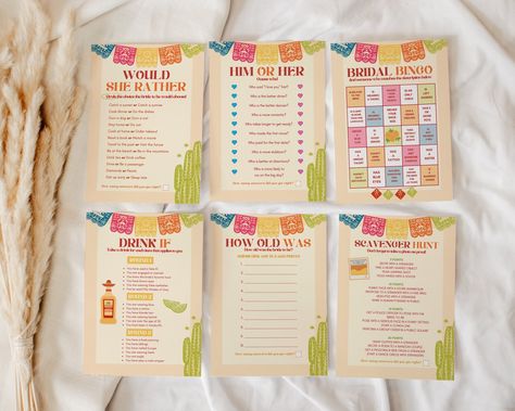 Fiesta Bachelorette Party Games Bundle, 10 Bridal Shower Canva Editable Games, Mexico Printable Games, Bachelorette Bingo, Scavenger Hunt - Etsy Final Fiesta Bachelorette Party Games, Mexico City Bachelorette Party, City Bachelorette Party, Bachelorette Bingo, Final Fiesta Bachelorette Party, Fiesta Bachelorette Party, Bachelorette Inspo, Bachelorette Games, Bachelorette Party Games