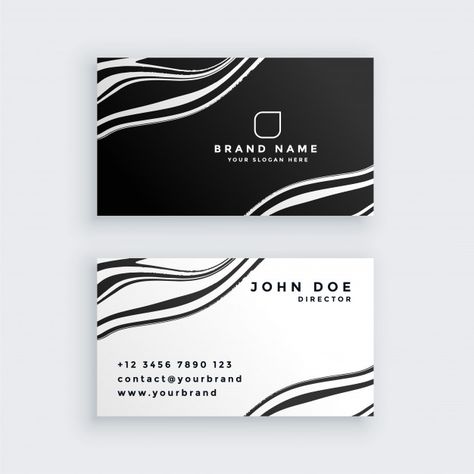 Business Card Black And White, Business Brochure Design, Free Business Card Design, Blue Business Card, Modern Business Cards Design, Visiting Card Design, White Business Card, Name Card Design, Black Business Card