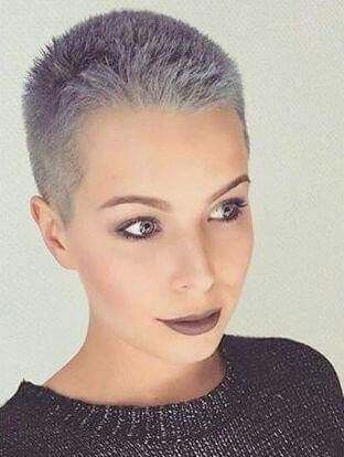 #hairdare #beauty #womensfashion Super Short Haircuts, Buzz Cut Hairstyles, Buzzed Hair, Buzz Cuts, Very Short Haircuts, Really Short Hair, Super Short Hair, Short Grey Hair, Pixie Hair