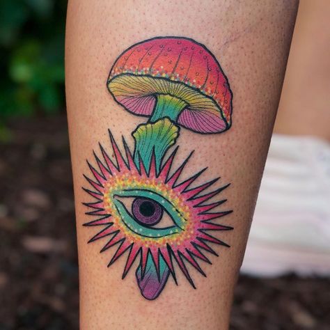 Lindsee Boyer 🌙 on Instagram: “👁🍄👁 more magic plz 🌈 • • #beeink #beeinktattoo #colortattoo #mushroomtattoo #mushroommagic #taquitos #kingpintattoosupply…” Mushroom Tattoos, King Pin, Classic Tattoo, Best Tattoo Ideas, Eye Tattoo, Tattoo Work, Tattoo Supplies, Skin Art, Best Tattoo